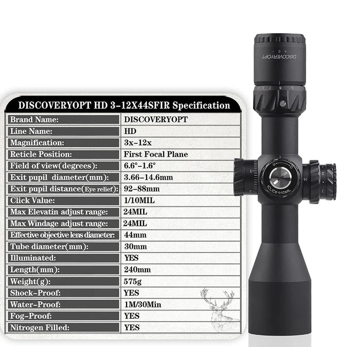 HD 3-12X44SFIR FFP-MRAD