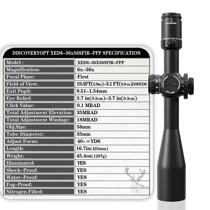XED 6-36X56SFIR FFP-MRAD (Rings Included)