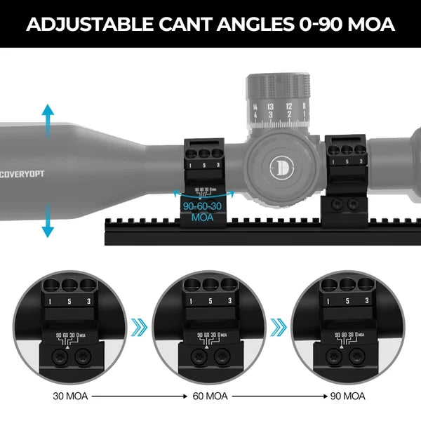 7075 Aluminum Heavy Duty Angle-Adjustable 30/60/90 MOA Scope Rings